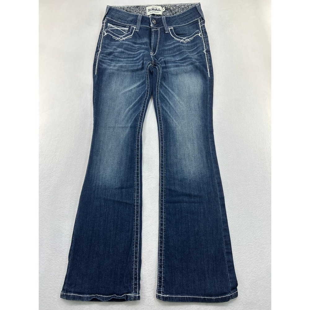 Ariat REAL Denim Womens 30R Dark Wash Bootcut Western Jeans Contrast Stitch